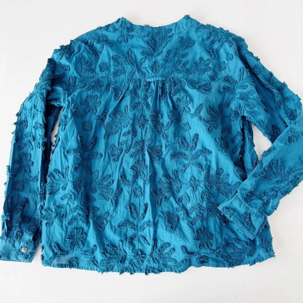 Anthropologie Pilcro Whitney Textured Trapeze Button Down Blouse Shirt feminine - Picture 3 of 7